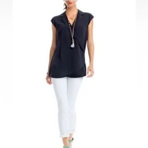 CAbi Origami Faux Wrap Tunic Top Black